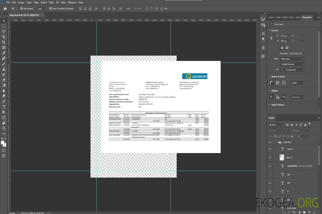 Modèle de relevé bancaire Kazakhstan Qazkom facile à remplir au format Excel et PDF template